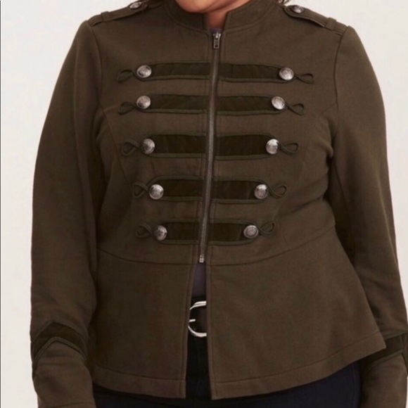 torrid Jackets & Blazers - Embellished Zip-Front Military Jacket In Olive